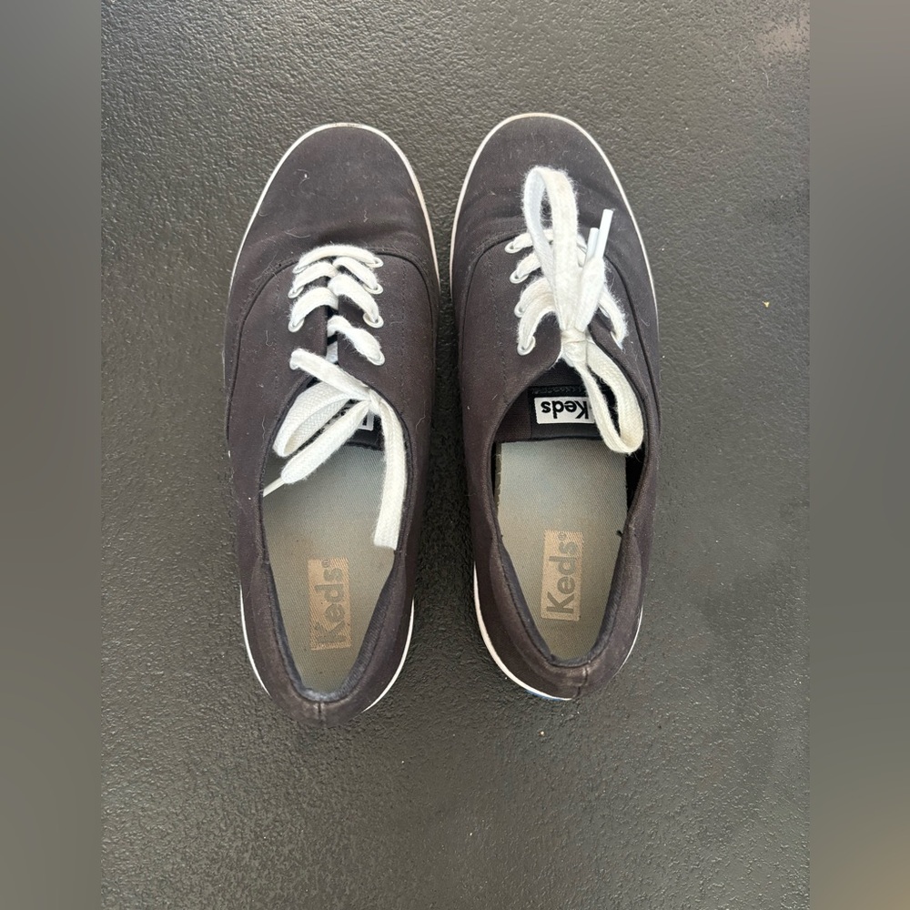 Keds Black Canvas Sneakers with White Laces